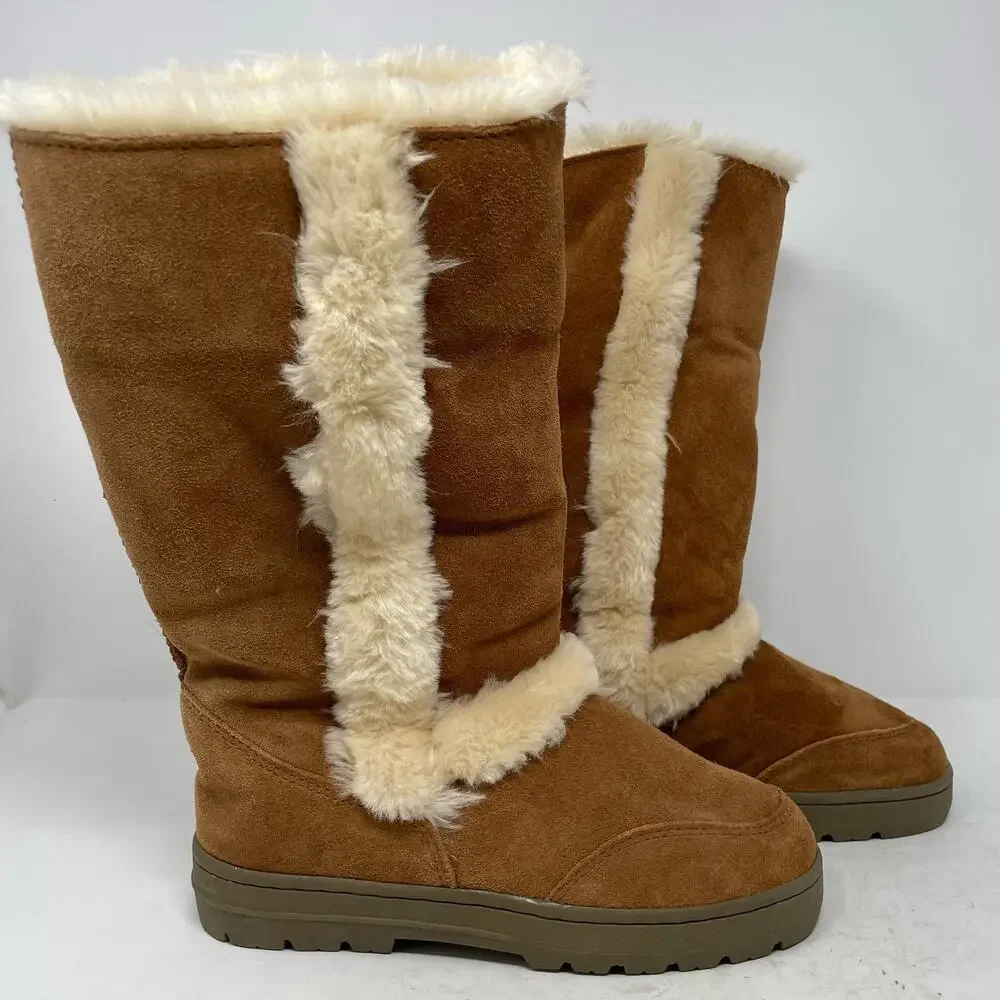 Style & Co Faux Suede Fleece Boots Youth Kids Size 7 Witty